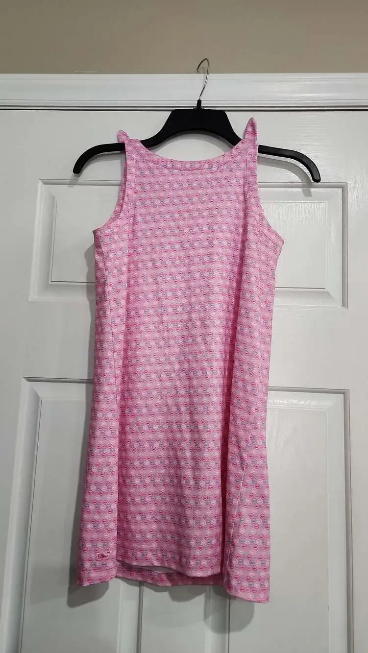 Vineyard Vines Girls Performance Pink Whale Print Dress Size M (10-12)